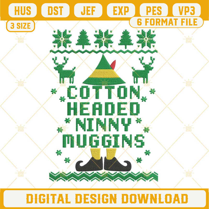 Cotton Headed Ninny Muggins Embroidery Designs, Christmas Buddy The Elf Embroidery Pattern.jpg