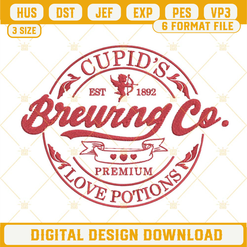 Cupid's Brewing Company Embroidery Designs, Valentine's Day Embroidery Files.jpg
