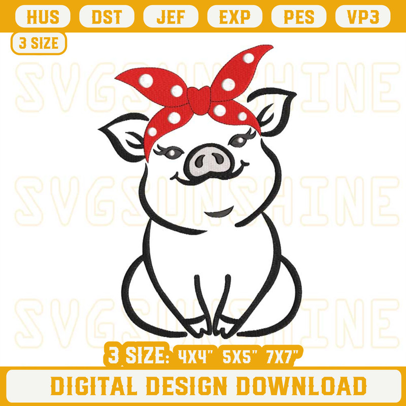 Cute Pig With Bandana Embroidery Designs.jpg