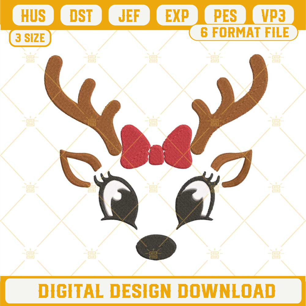 Cute Reindeer Face Christmas Embroidery Design File.jpg