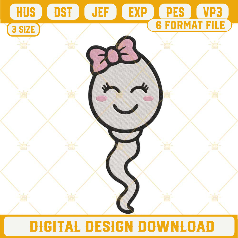 Cute Sperm Girl With Bow Embroidery Designs, Gift For Dad Fathers Day Embroidery Files.jpg