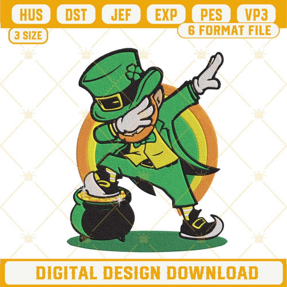 Dabbing Leprechaun Embroidery Files, Funny St Patricks Day Embroidery Designs Digital Download.jpg