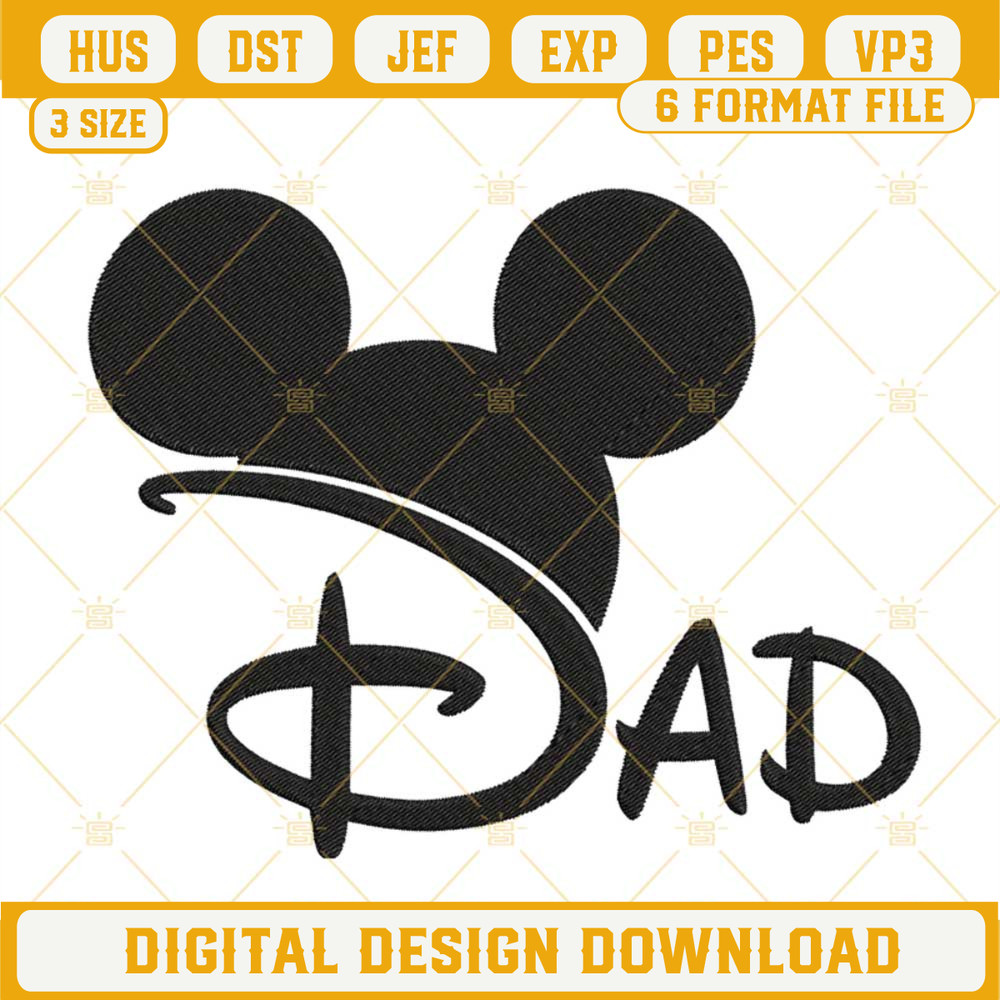 Dad Mickey Mouse Hat Embroidery Designs, Funny Disney Fathers Day Machine Embroidery Files.jpg
