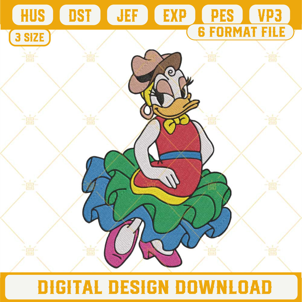 Daisy Duck Cinco De Mayo Embroidery Design, Disney Mexican Fiesta Machine Embroidery File.jpg