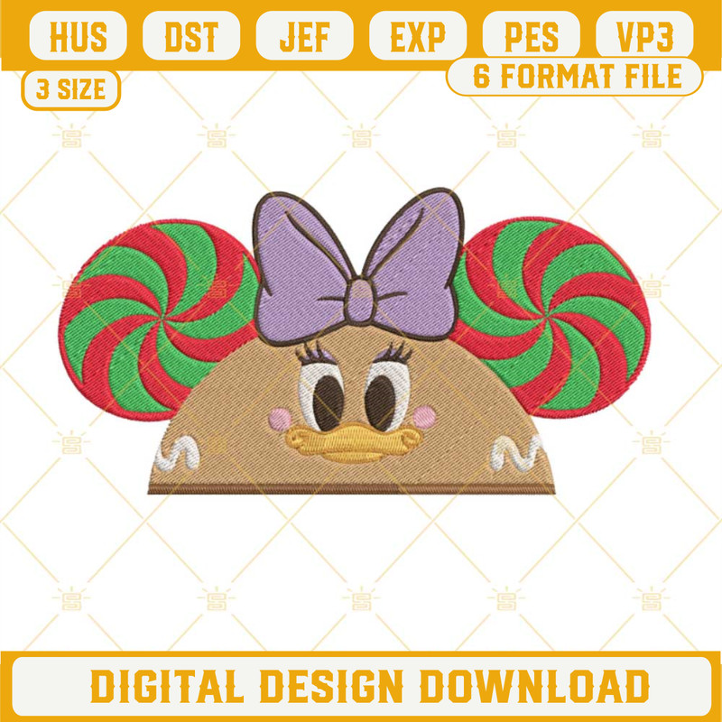 Daisy Duck Gingerbread Hat Ears Embroidery Design Files.jpg