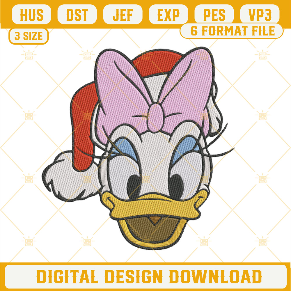 Daisy Duck Santa Hat Christmas Embroidery Design File 1.png
