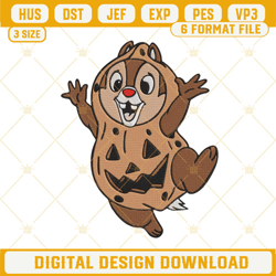 dale peanut halloween embroidery file, disney chip and dale halloween embroidery design