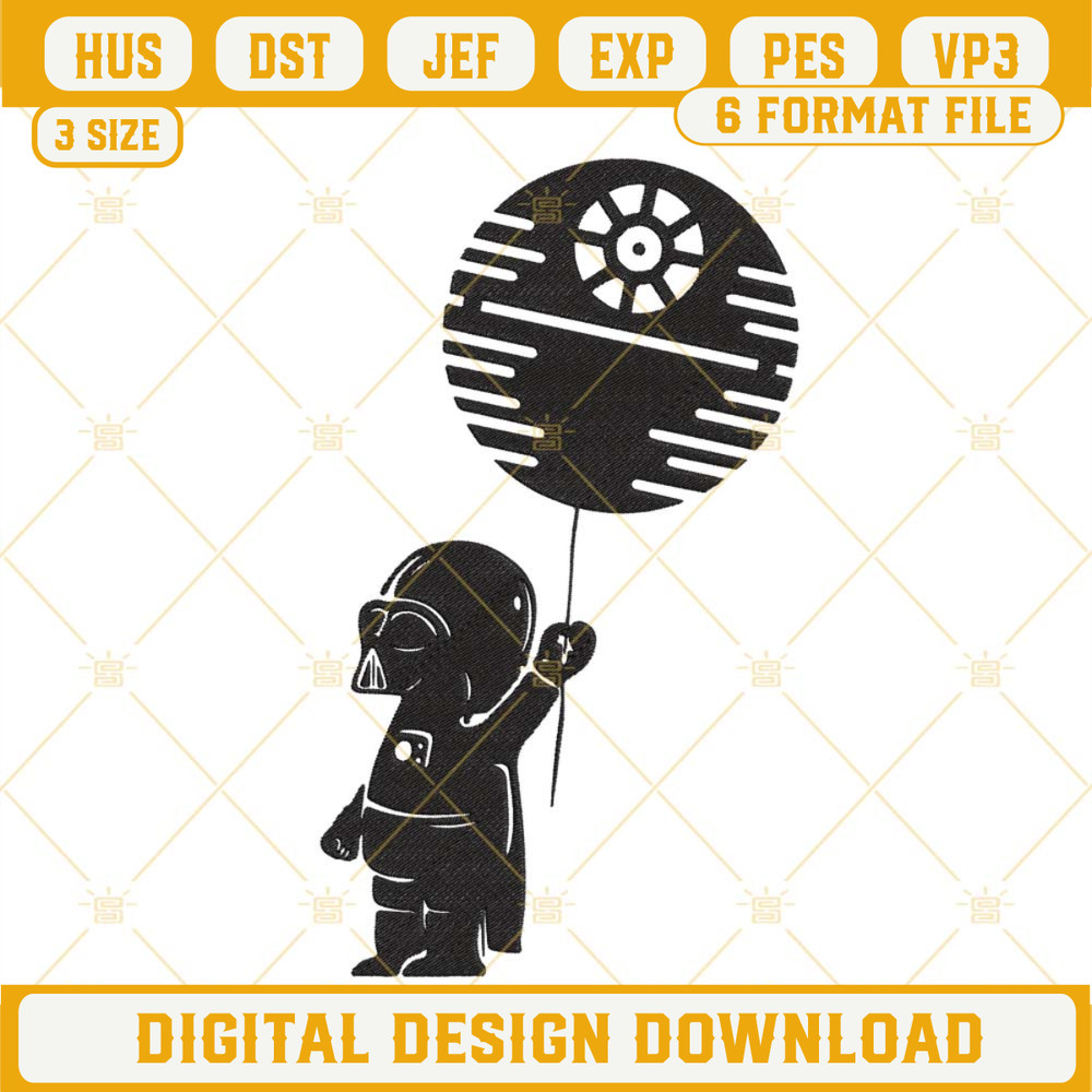 Darth Vader Death Star Balloon Embroidery File, Star Wars Embroidery Design.jpg
