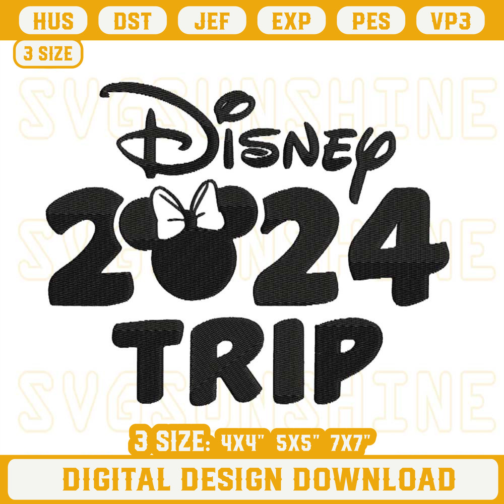 Disney 2024 Trip Embroidery Pattern, Minnie Mouse Family Vacation Machine Embroidery Designs.jpg