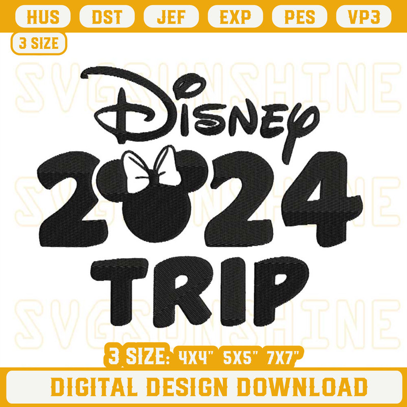 Disney 2024 Trip Embroidery Pattern, Minnie Mouse Family Vacation Machine Embroidery Designs.jpg