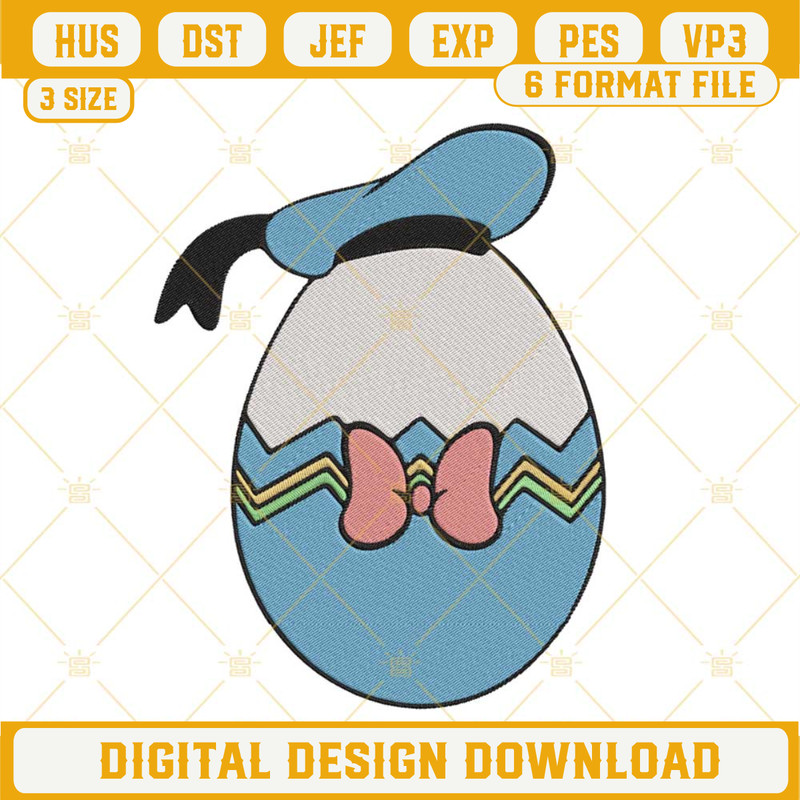 Disney Donald Duck Easter Egg Embroidery File, Happy Easter Embroidery Design.jpg