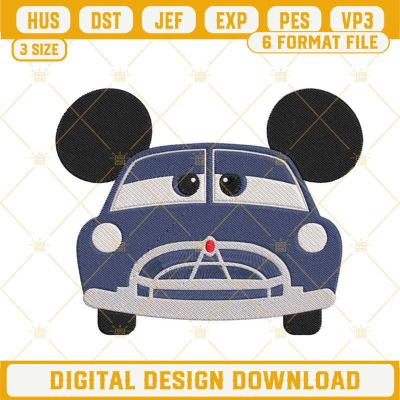 Doc Hudson Mickey Ears Embroidery Designs, Disney Cars Machine Embroidery Files.jpg
