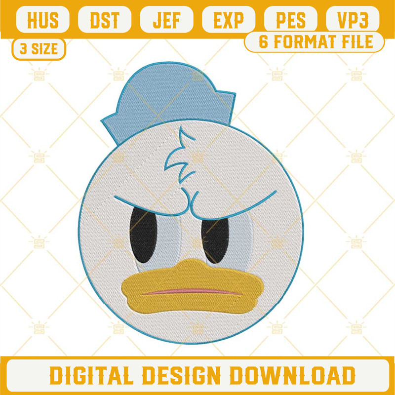 Donald Duck Face Embroidery Designs, Disney Character Embroidery Files.jpg