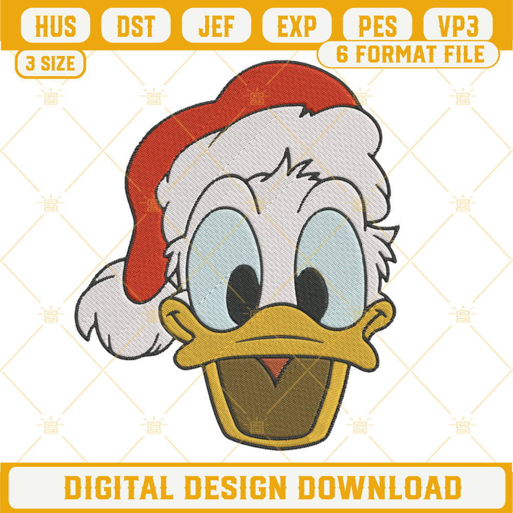 Donald Duck Santa Hat Christmas Embroidery Design File.png