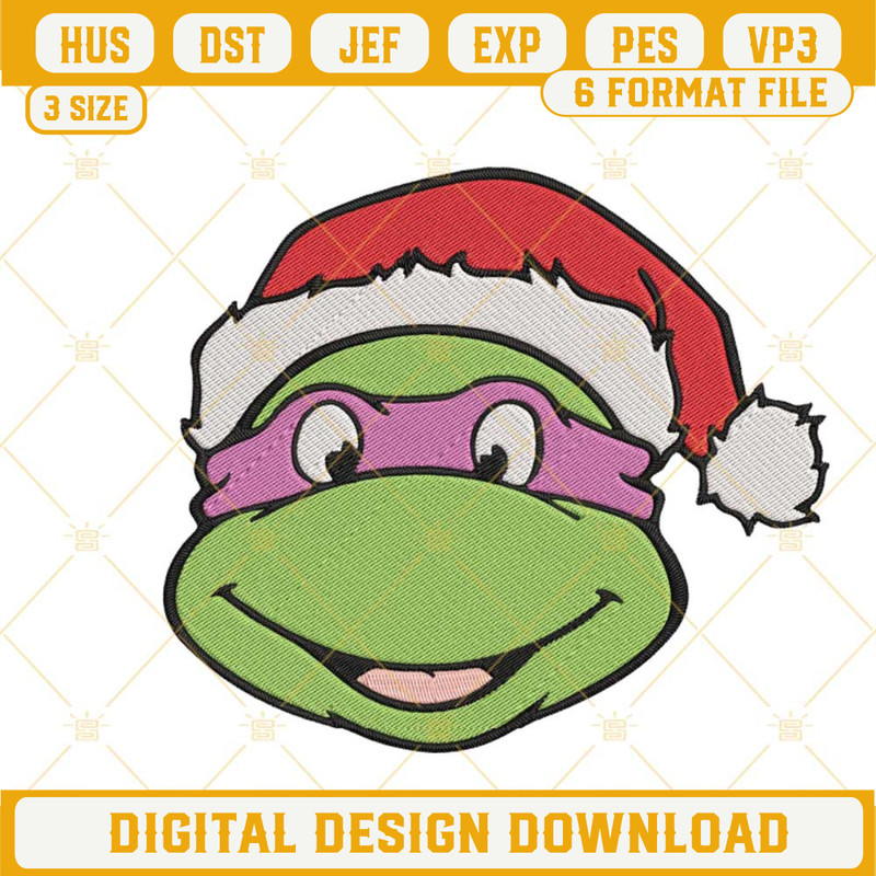 Donatello TMNT Christmas Hat Embroidery Design Files.jpg