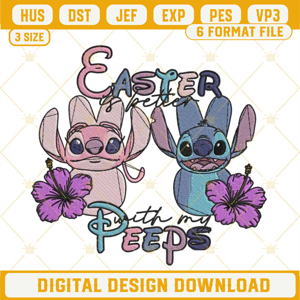 Easter Is Better With My Peeps Embroidery Design, Stitch Angel Easter Embroidery File.jpg