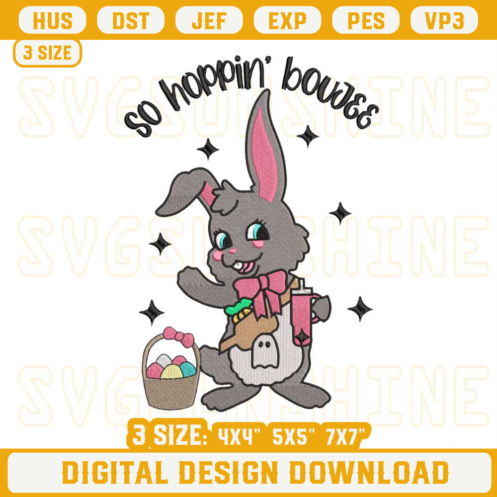 Easter So Hoppin Boujee Rabbit Embroidery Design, Easter Bunny Tumbler Cup Embroidery Files.jpg