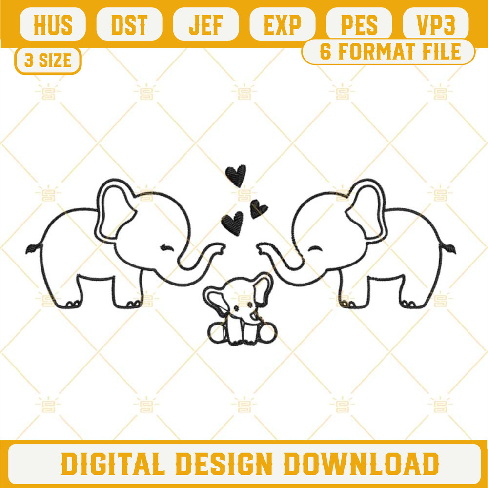 Elephant Family Embroidery Designs, Cute Elephants Embroidery Files.jpg