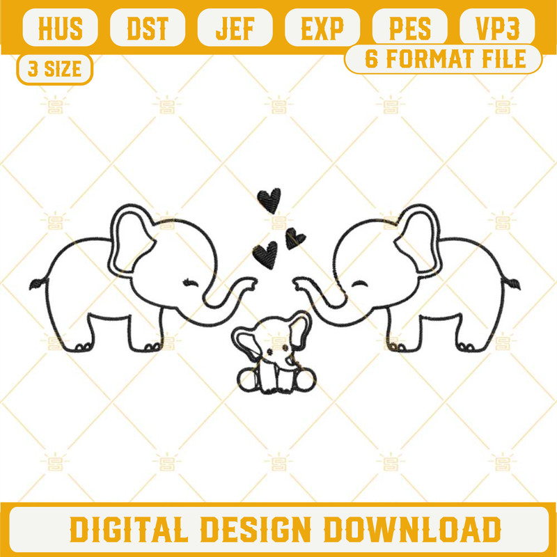 Elephant Family Embroidery Designs, Cute Elephants Embroidery Files.jpg