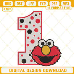 elmo one embroidery designs, muppet birthday party embroidery files