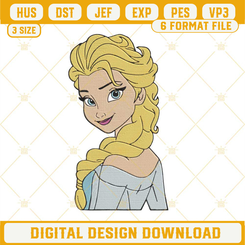 Elsa Frozen Machine Embroidery Design File, Disney Princess Embroidery Designs.jpg