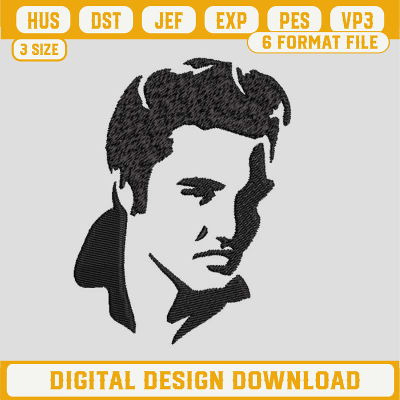 Elvis Face Embroidery Design, Elvis Presley Embroidery Files, Elvis Aaron Presley Machine Embroidery Design.jpg