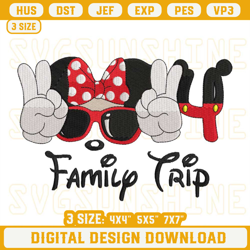 Family Trip 2024 Minnie Machine Embroidery Designs, Disney Minnie Head Embroidery Design Files.jpg