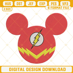 flash superhero mouse ears embroidery design file