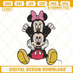 Funny Minnie And Mickey Machine Embroidery Designs, Disney Mouse Couple Embroidery Files