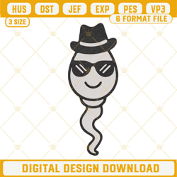 Funny Sperm With Sunglasses Embroidery Designs, We Used To Live In Your Balls Embroidery Files