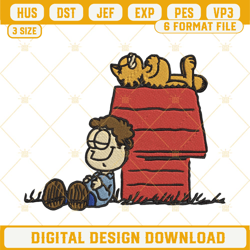 Garfield And Jon Embroidery Designs, Funny Embroidery Digital Files