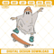 Ghost Skateboard Embroidery Designs, Boy Halloween Embroidery Design File.jpg