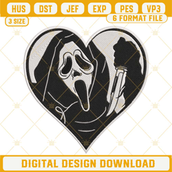 Ghostface Heart Embroidery Designs