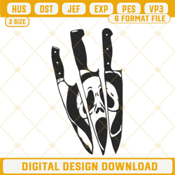 Ghostface Knife Embroidery Designs, Scary Movie Embroidery Files