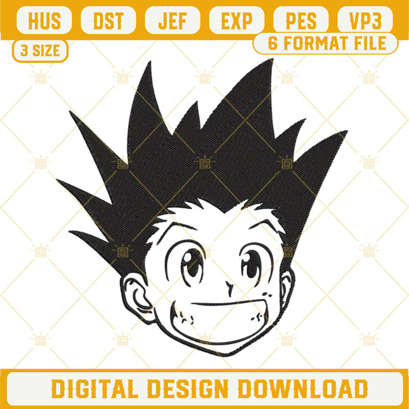Gon Freecss Face Embroidery Designs, Hunter X Hunter Embroidery Files.jpg