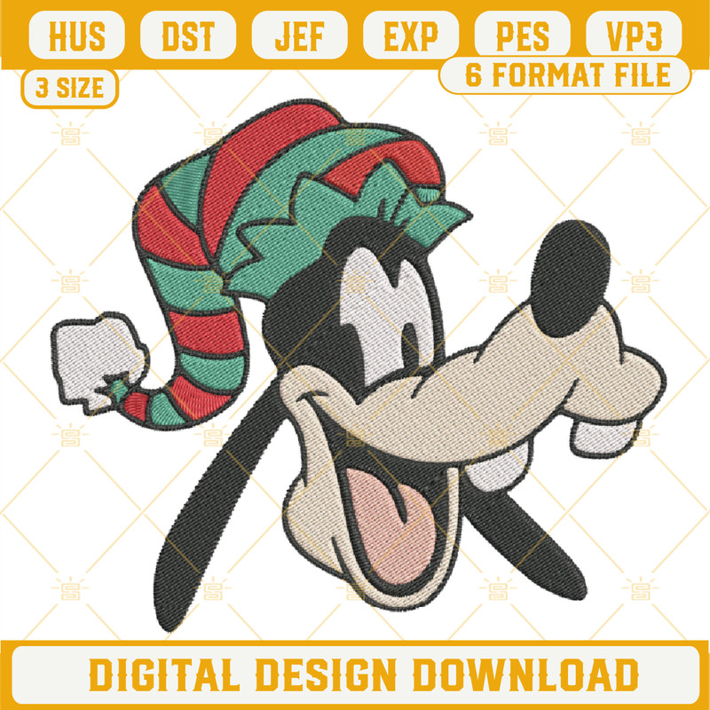 Goofy Christmas Embroidery Design File.png