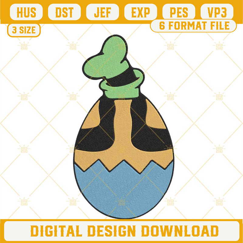 Goofy Dog Easter Egg Embroidery Design, Disney Easter Embroidery File.jpg