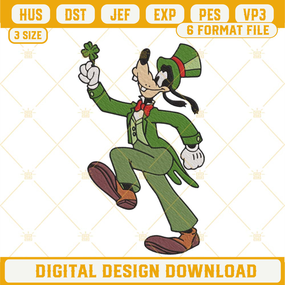 Goofy Dog St Patricks Day Embroidery Design File.jpg