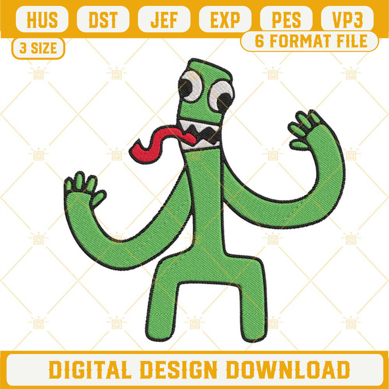 Green Rainbow Friends Machine Embroidery Designs, Monster Embroidery Files.jpg