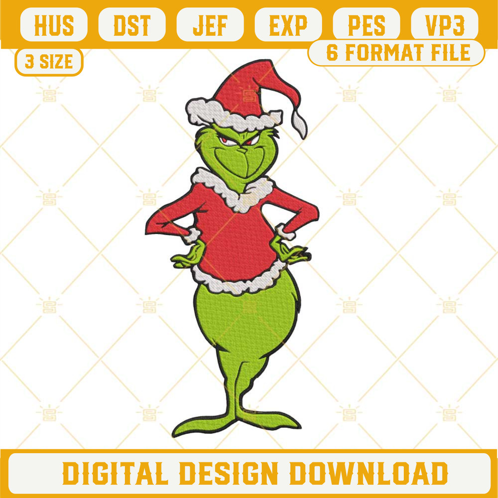 Grinch Embroidery Design, Grinch Christmas Embroidery Design File.jpg