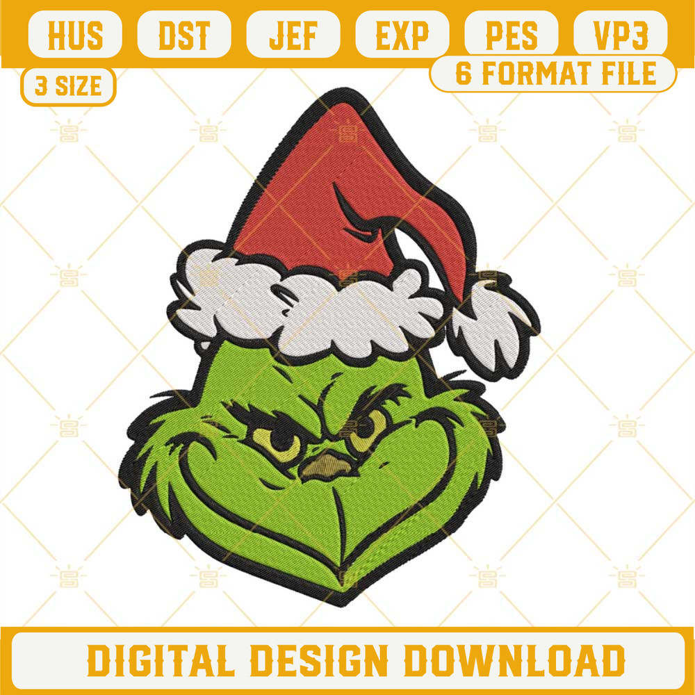 Grinch Face Christmas Hat Embroidery Design Files.jpg