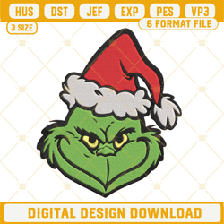 grinch face machine embroidery design file 1