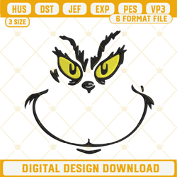 grinch face machine embroidery design file 2