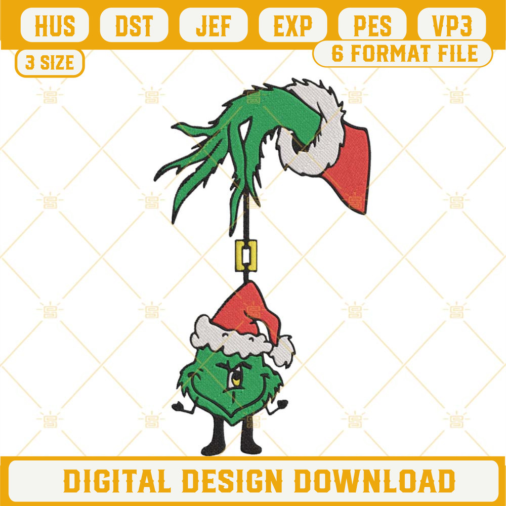 Grinch Hand Bad Bunny Christmas Embroidery Files.jpg