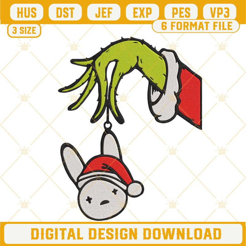 Grinch Hand Bad Bunny Logo Embroidery Designs. Christmas Embroidery Machine Design.jpg