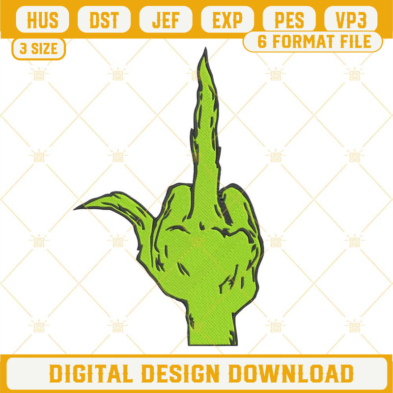 Grinch Middle Finger Embroidery Designs, Grinch Giving The Finger Embroidery Design File.jpg