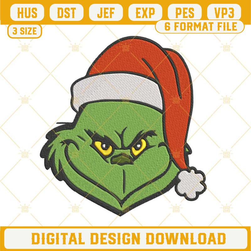 Grinch Santa Hat Christmas Embroidery Design File.jpg