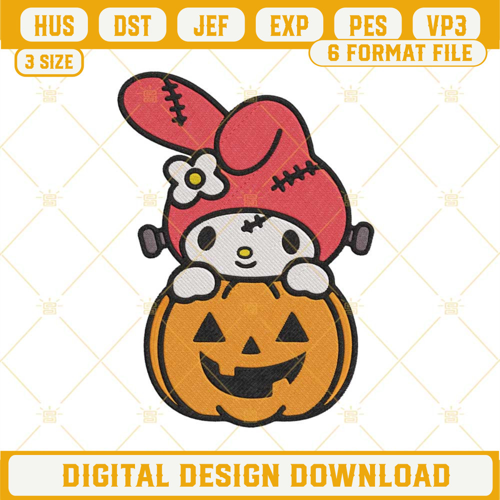 Halloween My Melody Pumpkin Embroidery Design Files.jpg