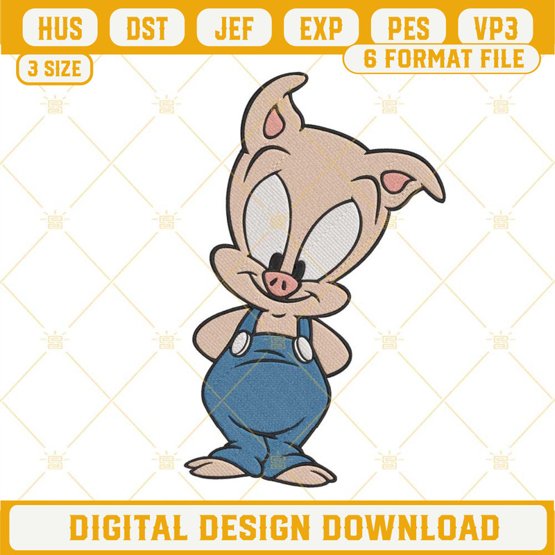 Hamton J Pig Embroidery Designs, Tiny Toon Adventures Characters Embroidery Files.jpg