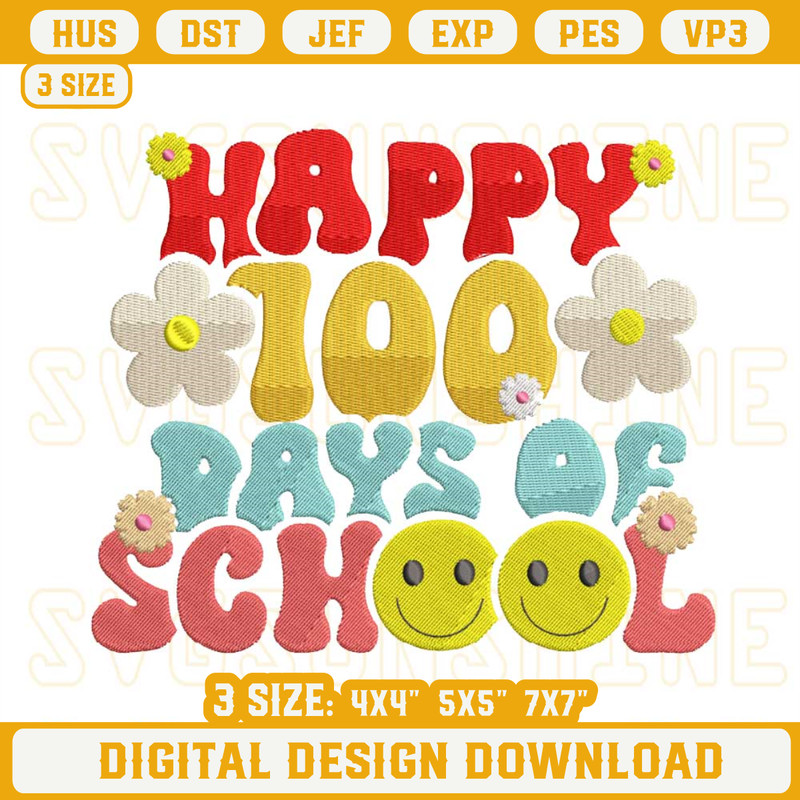 Happy 100 Days Of School Embroidery Design Files.jpg